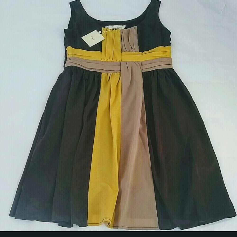 A'reve Modcloth Dress NWT Brown and mustard yellow